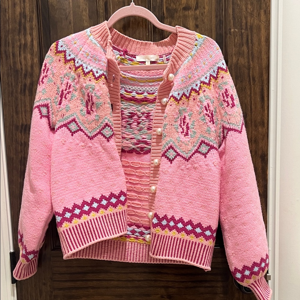 LoveShackFancy Pink Patterned Cardigan